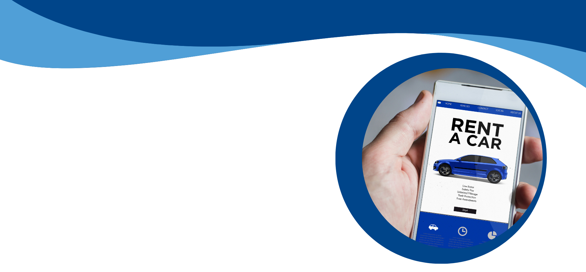 Aplicação digital de renting automóvel apresentada num smartphone